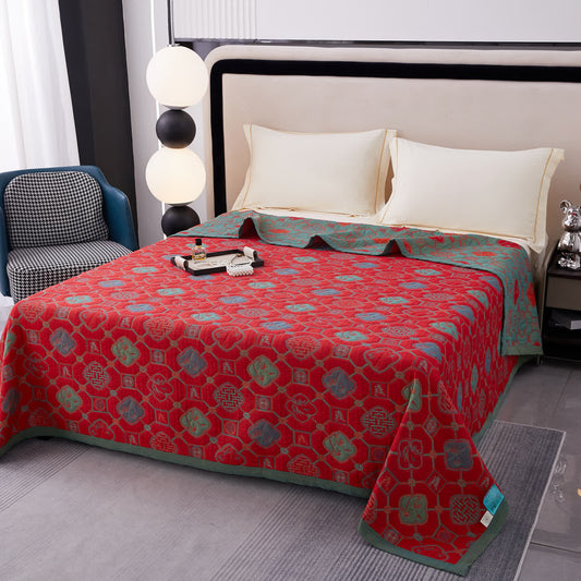 Vintage Bamboo Pattern Cotton Yarn-dyed Quilt