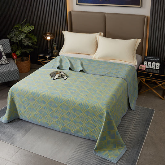 Geometric Diamond Grid Cotton Yarn-dyed Quilt