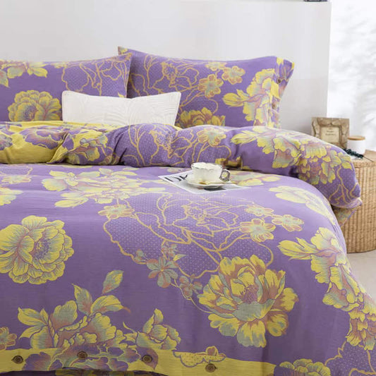 Peony Cotton Gauze Jacquard Bedding Set(4pcs)