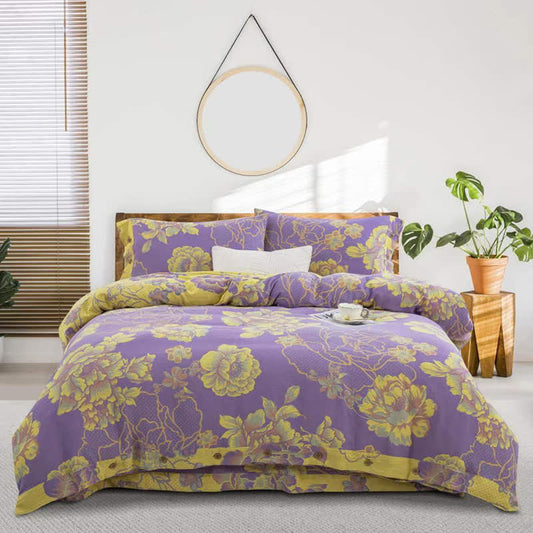 Peony Cotton Gauze Jacquard Bedding Set(4pcs)