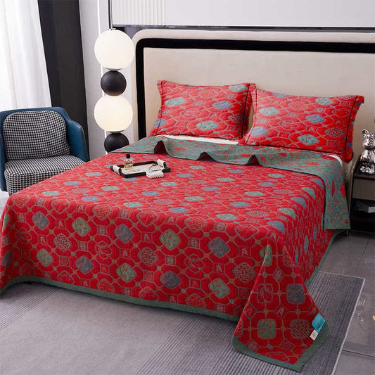 Vintage Bamboo Pattern Cotton Yarn-dyed Quilt