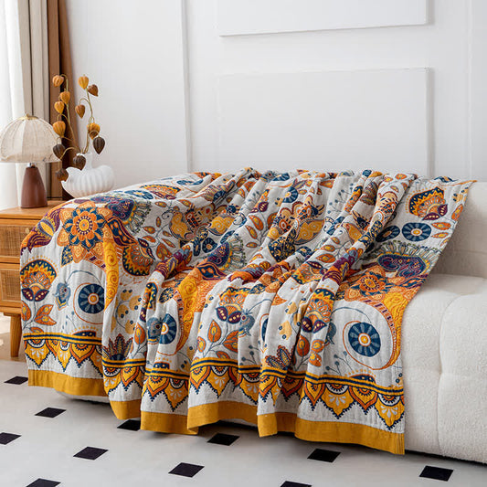 Artistic Floral Cotton Gauze Quilt