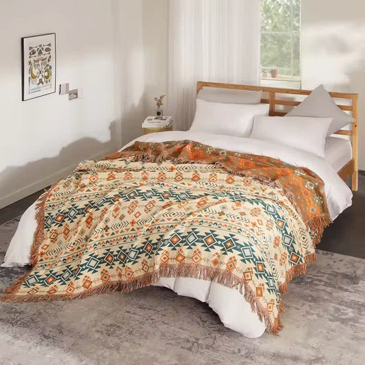 Boho Geometric Cotton Gauze Quilt
