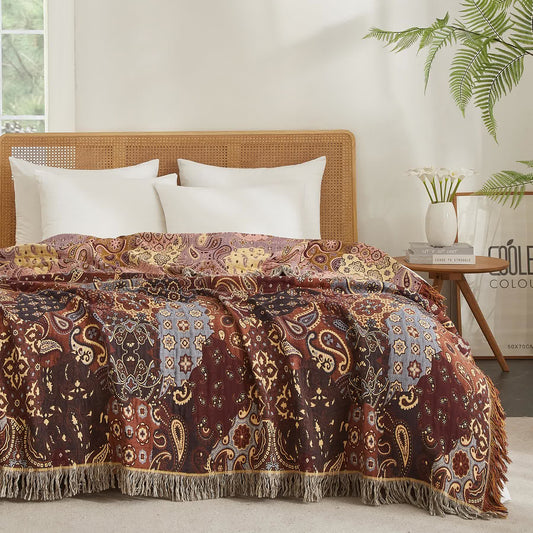 Boho Paisley Cotton Gauze Quilt