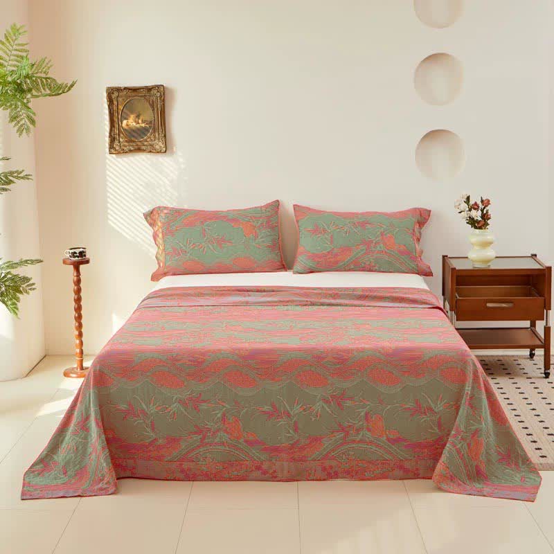 Vintage Rural Double Layers Cotton Gauze Coverlet