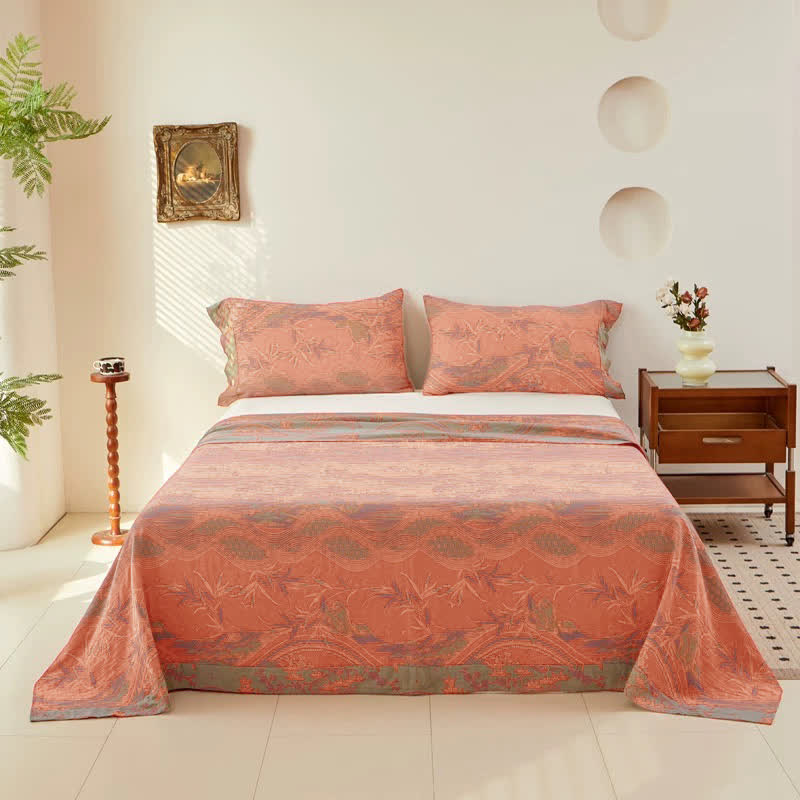 Vintage Rural Double Layers Cotton Gauze Coverlet