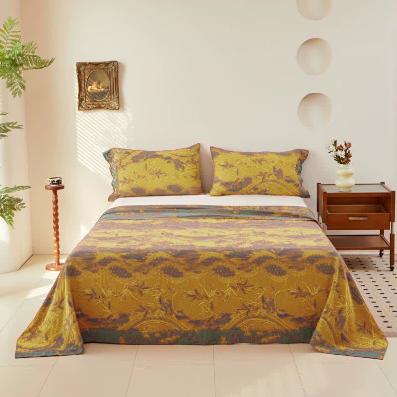 Vintage Rural Double Layers Cotton Gauze Coverlet