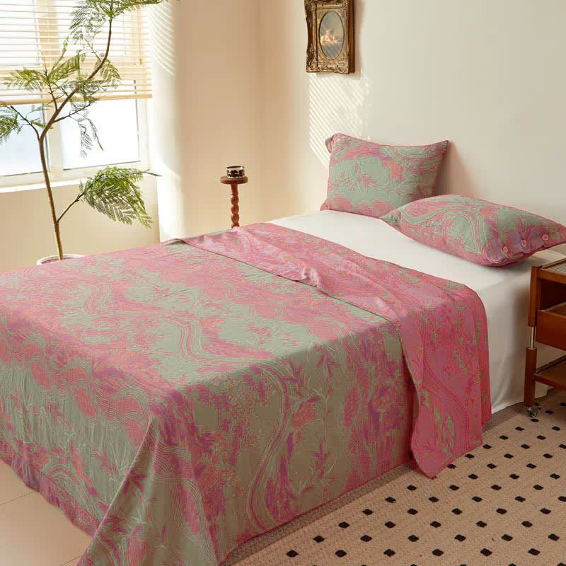 Vintage Rural Double Layers Cotton Gauze Coverlet