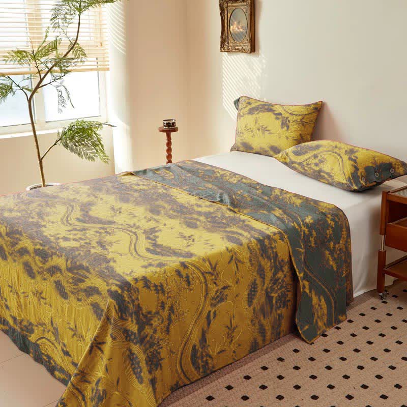 Vintage Rural Double Layers Cotton Gauze Coverlet