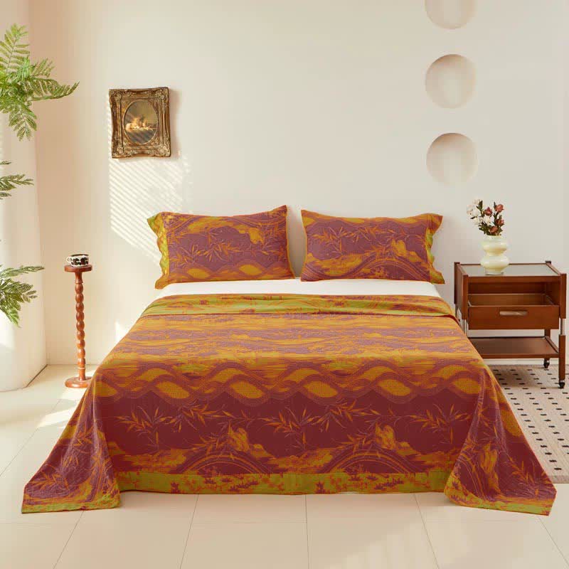 Vintage Rural Double Layers Cotton Gauze Coverlet