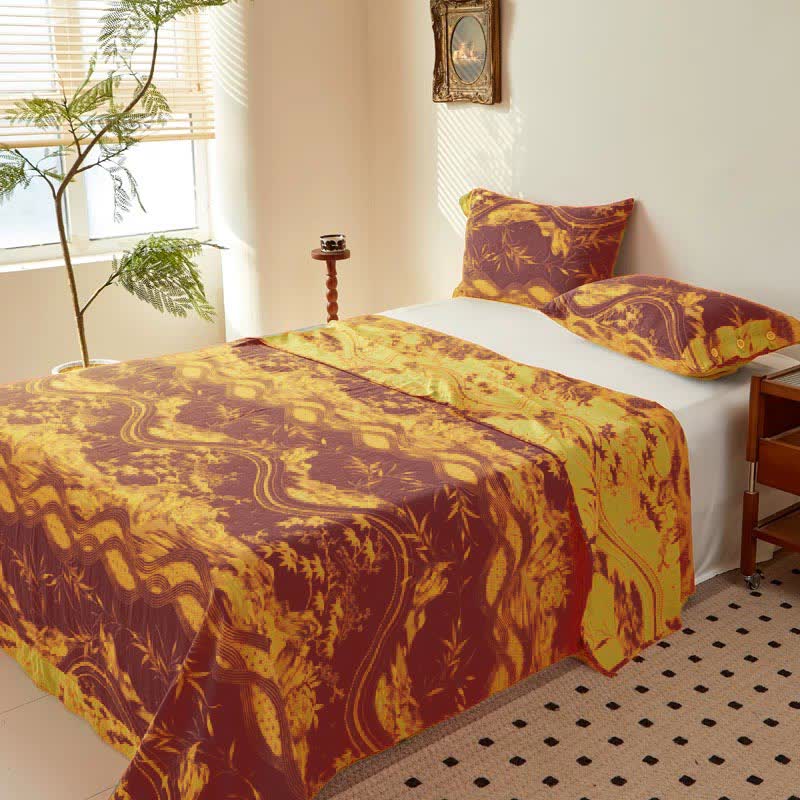 Vintage Rural Double Layers Cotton Gauze Coverlet