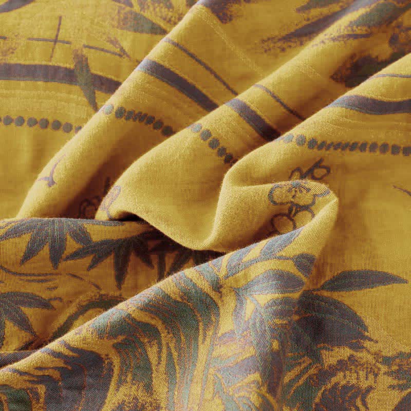 Vintage Rural Double Layers Cotton Gauze Coverlet