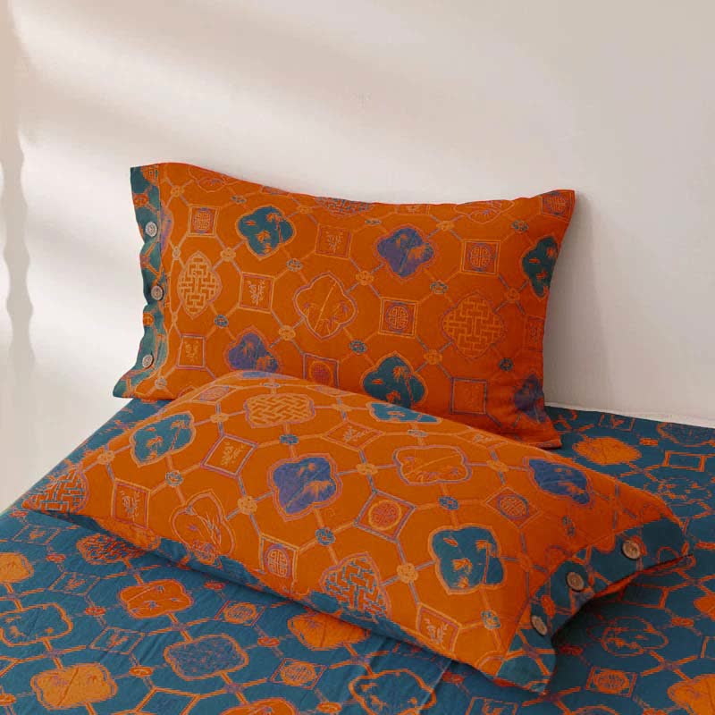 Retro Cotton Gauze Yarn-dyed Jacquard Reversible Coverlet