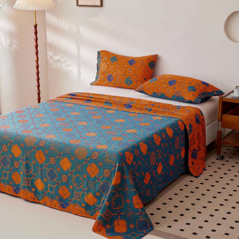Retro Cotton Gauze Yarn-dyed Jacquard Reversible Coverlet