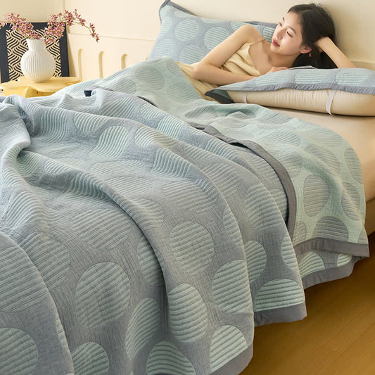 Geometric Circle Print Cotton Muslin Bedspread