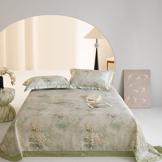Hydrangea Print Cool Natural Fiber Bedspread