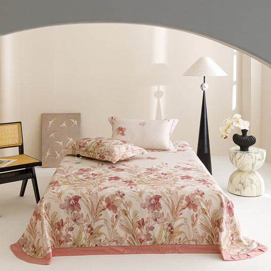 Orchid Print Cool Natural Fiber Bedspread