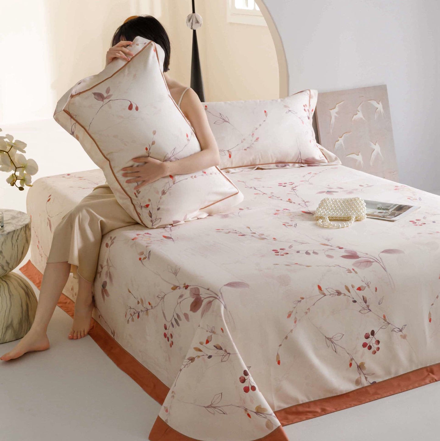 Branch Print Cool Natural Fiber Bedspread