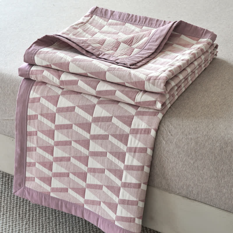 Nordic Style Geometric Cotton Muslin Bedspread