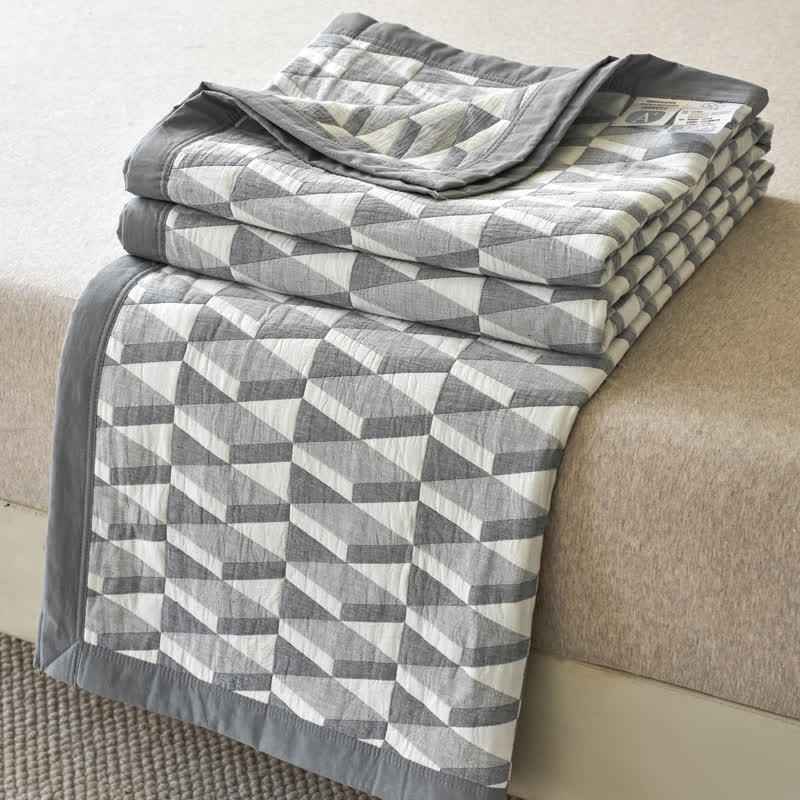 Nordic Style Geometric Cotton Muslin Bedspread