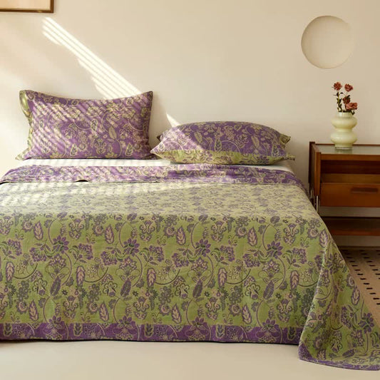 Abstract Floral Cotton Gauze Jacquard Bedspread