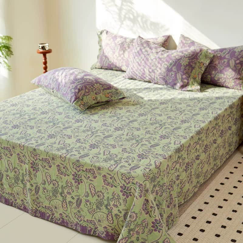Abstract Floral Cotton Gauze Jacquard Bedspread