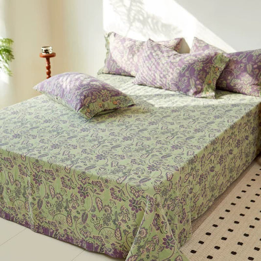 Abstract Floral Cotton Gauze Jacquard Bedspread