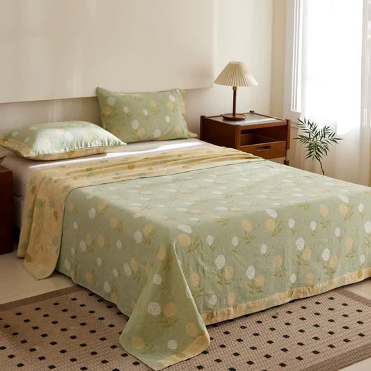 Rose Cotton Double Gauze Jacquard Bedspread