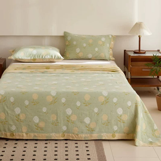 Rose Cotton Double Gauze Jacquard Bedspread