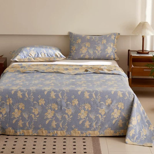 Hibiscus Cotton Double Gauze Jacquard Bedspread