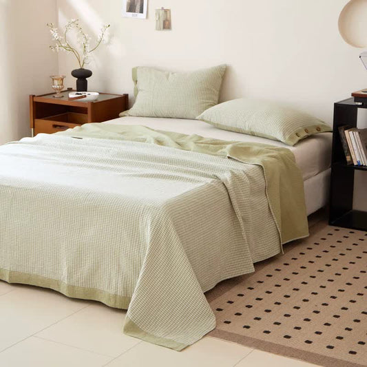 Plaid Cotton Double Gauze Jacquard Bedspread