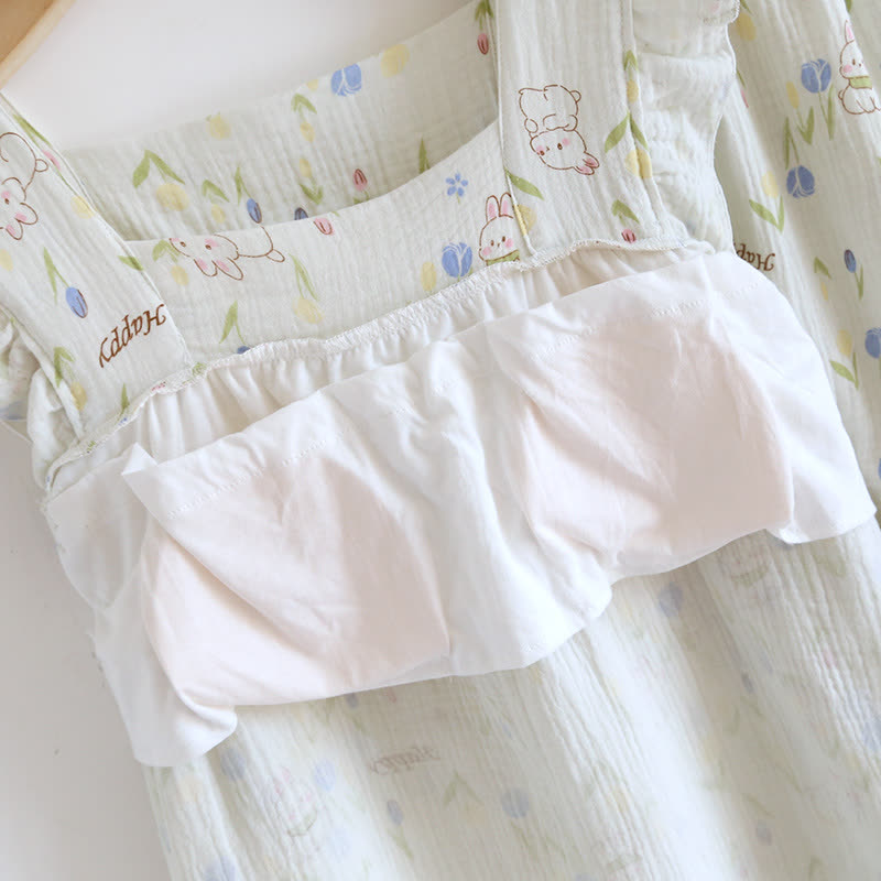 Floral Rabbit Flutter Sleeve Loungewear Set