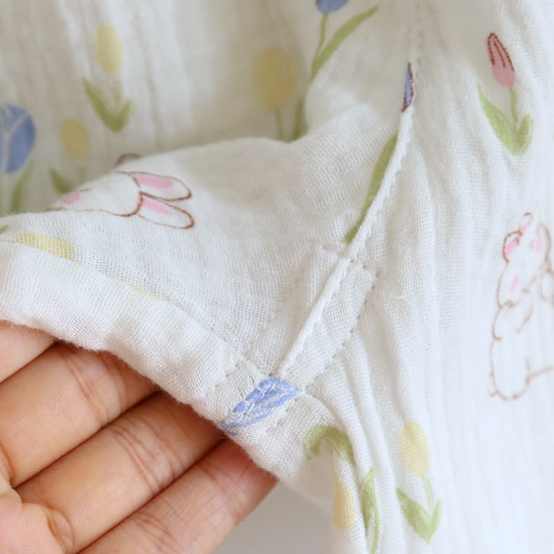 Floral Rabbit Flutter Sleeve Loungewear Set
