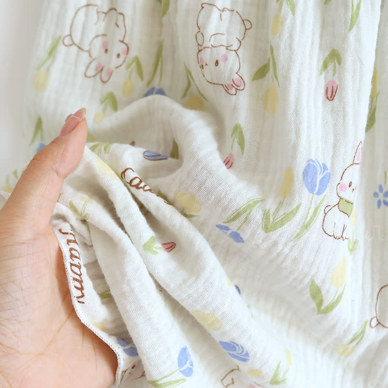 Floral Rabbit Flutter Sleeve Loungewear Set