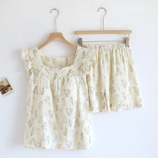 Leaf Padded Flutter Sleeve Pajama Set