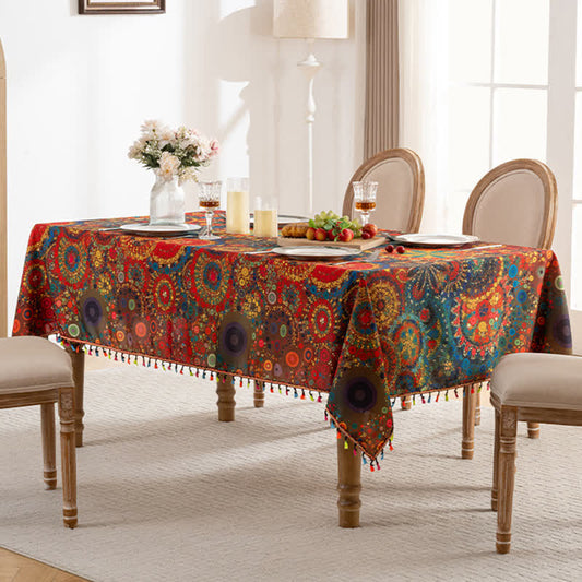 Waterproof Bright Mandala Rectangle Tablecloth