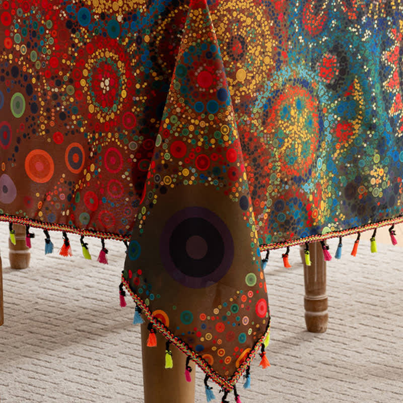 Waterproof Bright Mandala Rectangle Tablecloth