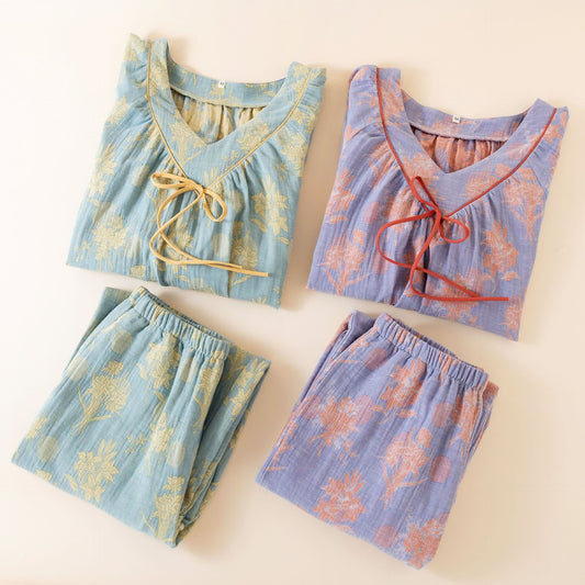 Oriental Lily Cotton Gauze Sleepwear Set