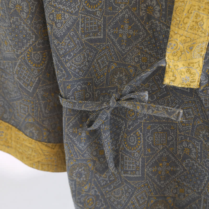 Unisex Japanese Kimono Geometric Pajama Set