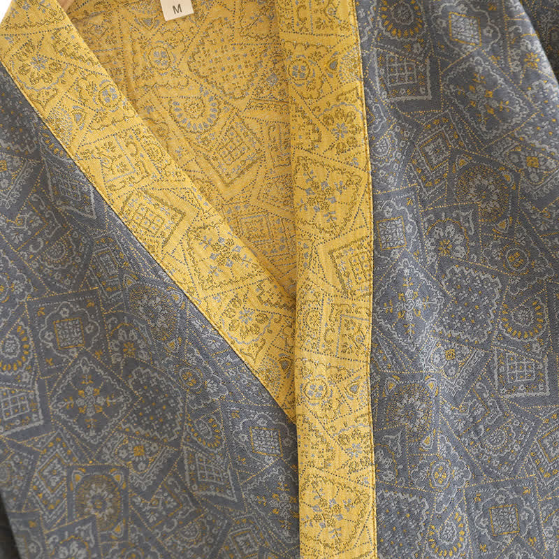 Unisex Japanese Kimono Geometric Pajama Set