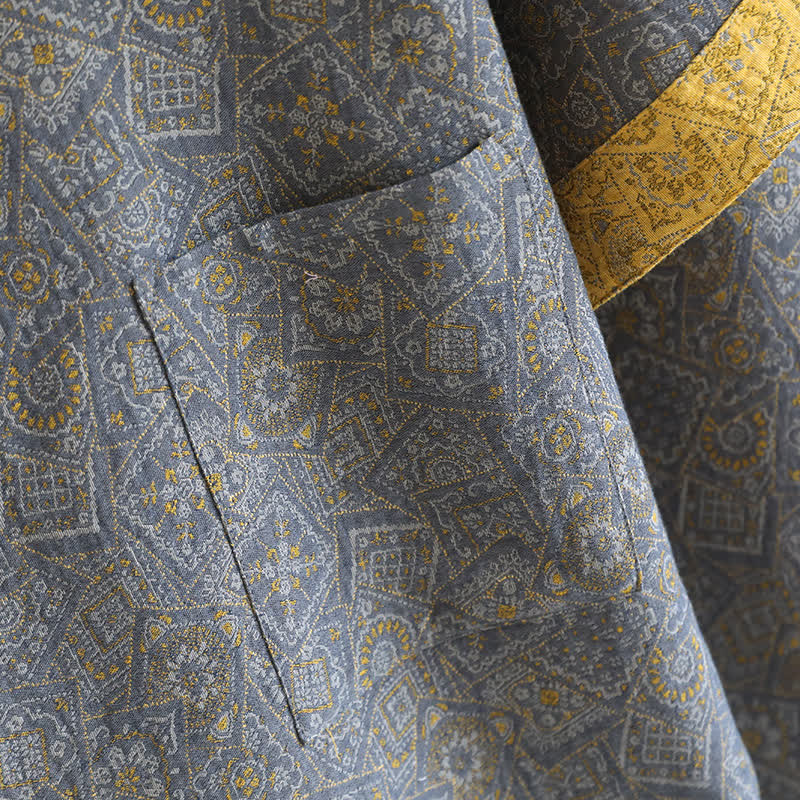 Unisex Japanese Kimono Geometric Pajama Set
