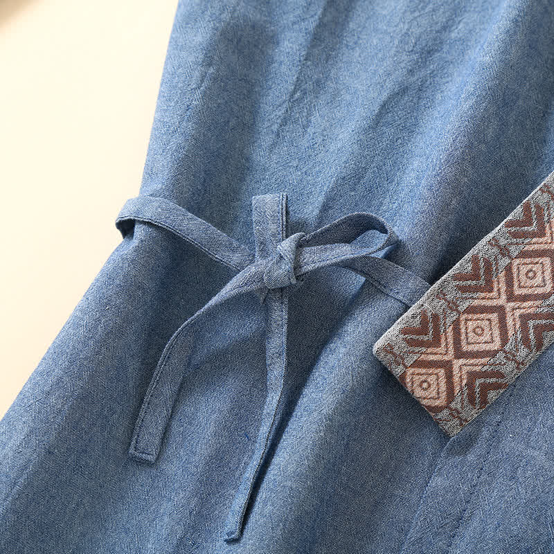 Solid Kimono Pajama with Geometric Collar