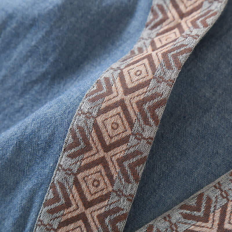 Solid Kimono Pajama with Geometric Collar