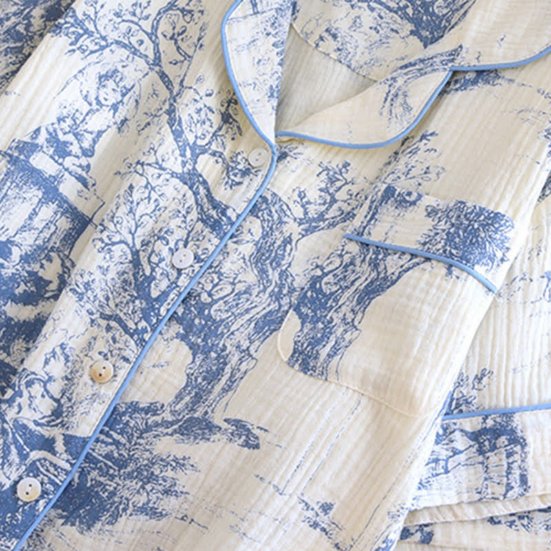 Toile Print Cotton Gauze Nightwear Set