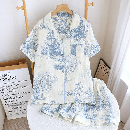 Toile Print Cotton Gauze Nightwear Set
