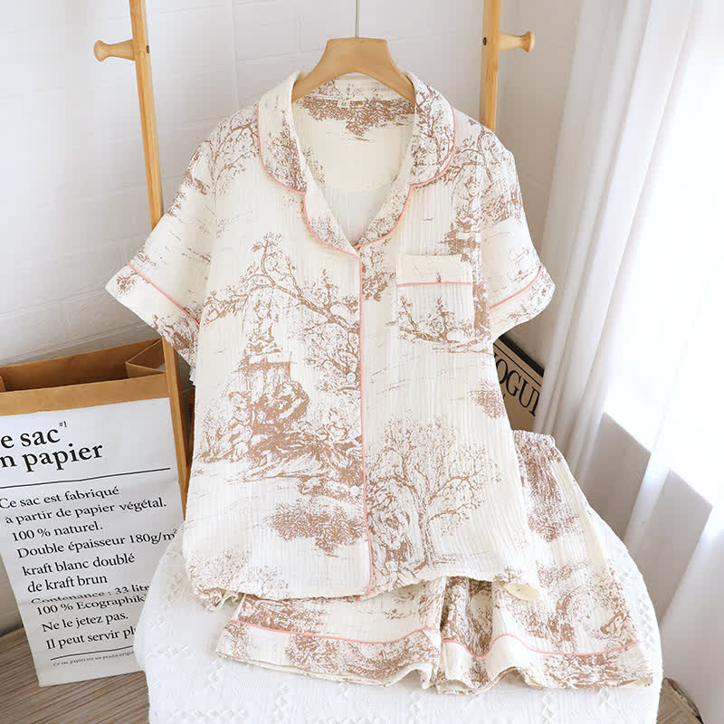 Toile Print Cotton Gauze Nightwear Set