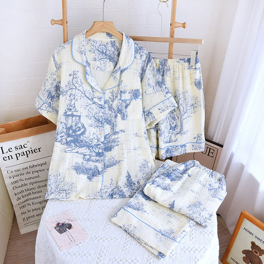 Toile Print Cotton Gauze Nightwear Set
