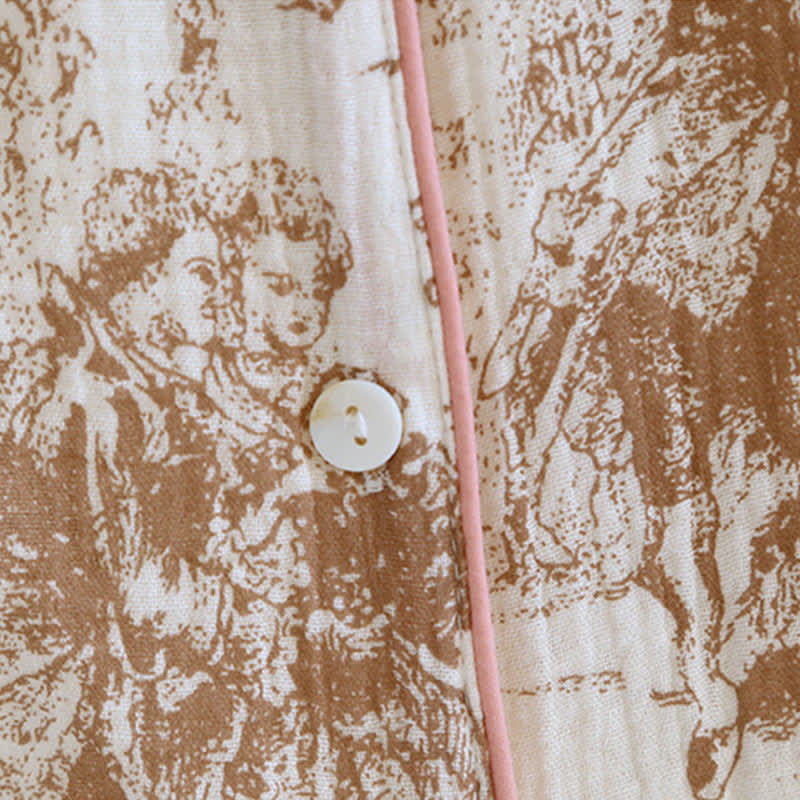 Ink-wash Toile Print Cotton Gauze Loungewear