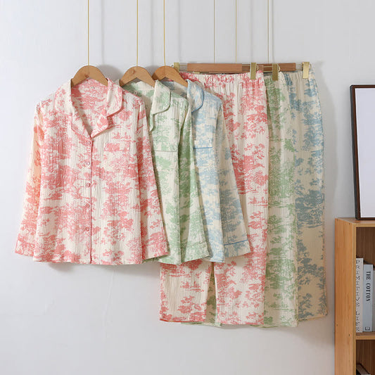 Scenic Toile Cotton Gauze Loungewear Set - image 0
