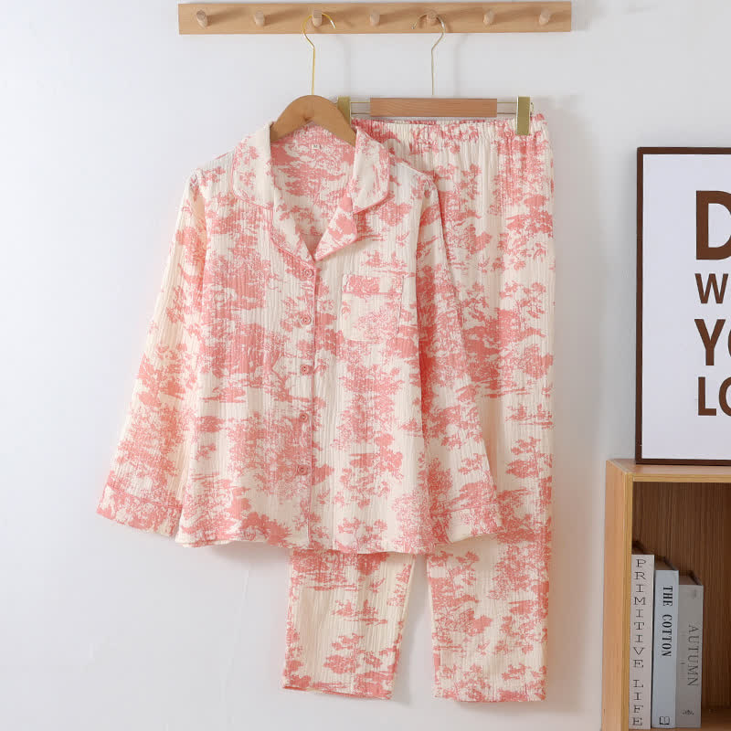 Scenic Toile Cotton Gauze Loungewear Set